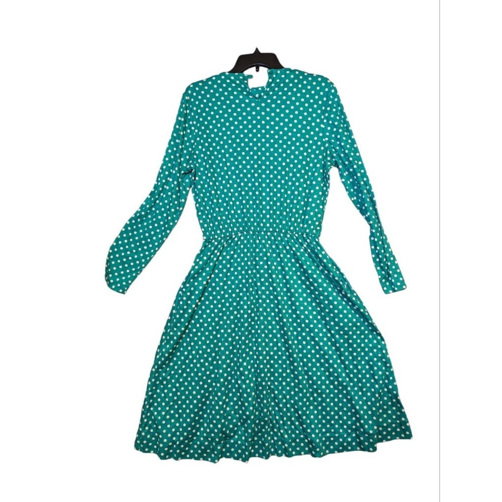 Vintage Via Sant Andrea Green Round Neck Long Sleeve Knee Length Dress 12T